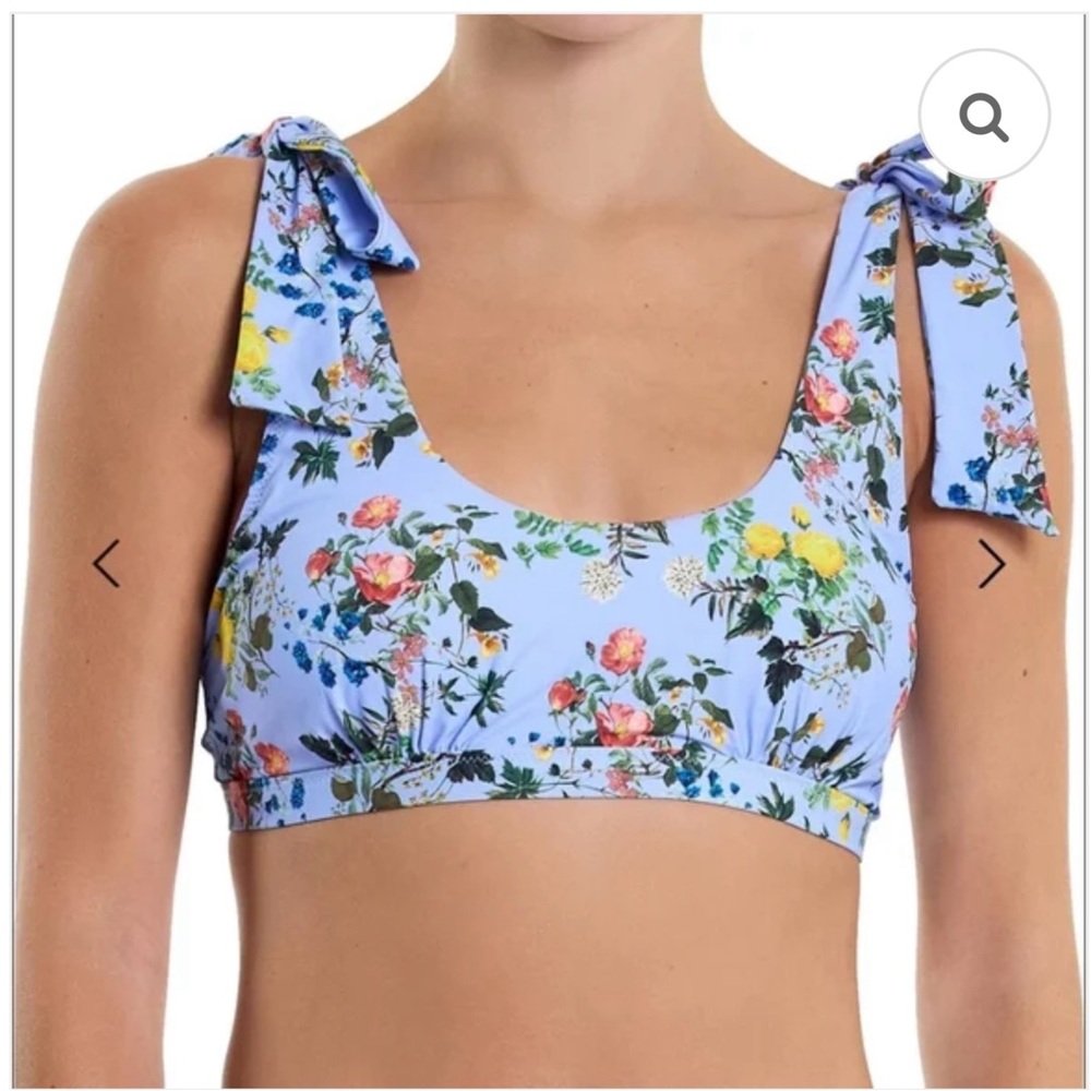 Hanky Panky Swim Top SZ M NWT Scoop Neck Sky Blue Floral Beach Vacation Flowers